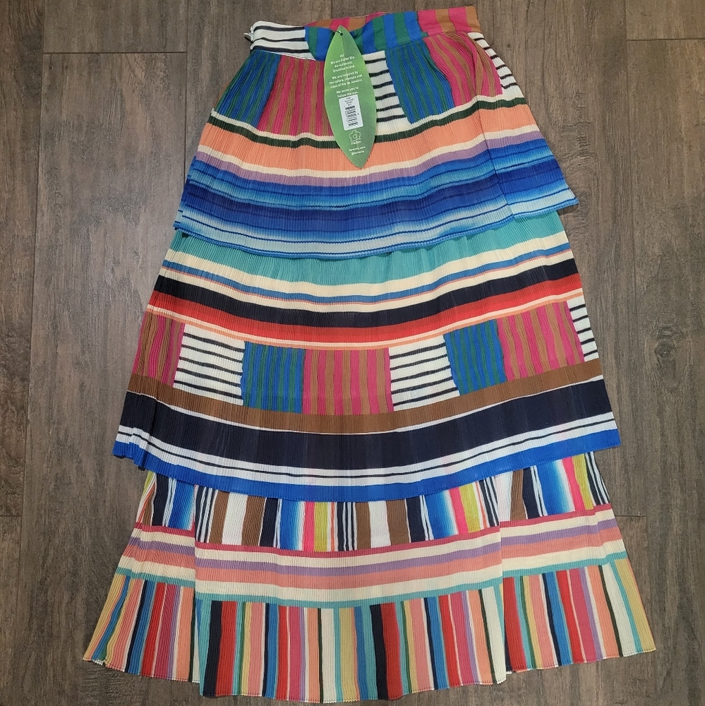 NWT Farm Rio Thalita Stripe Midi Skirt